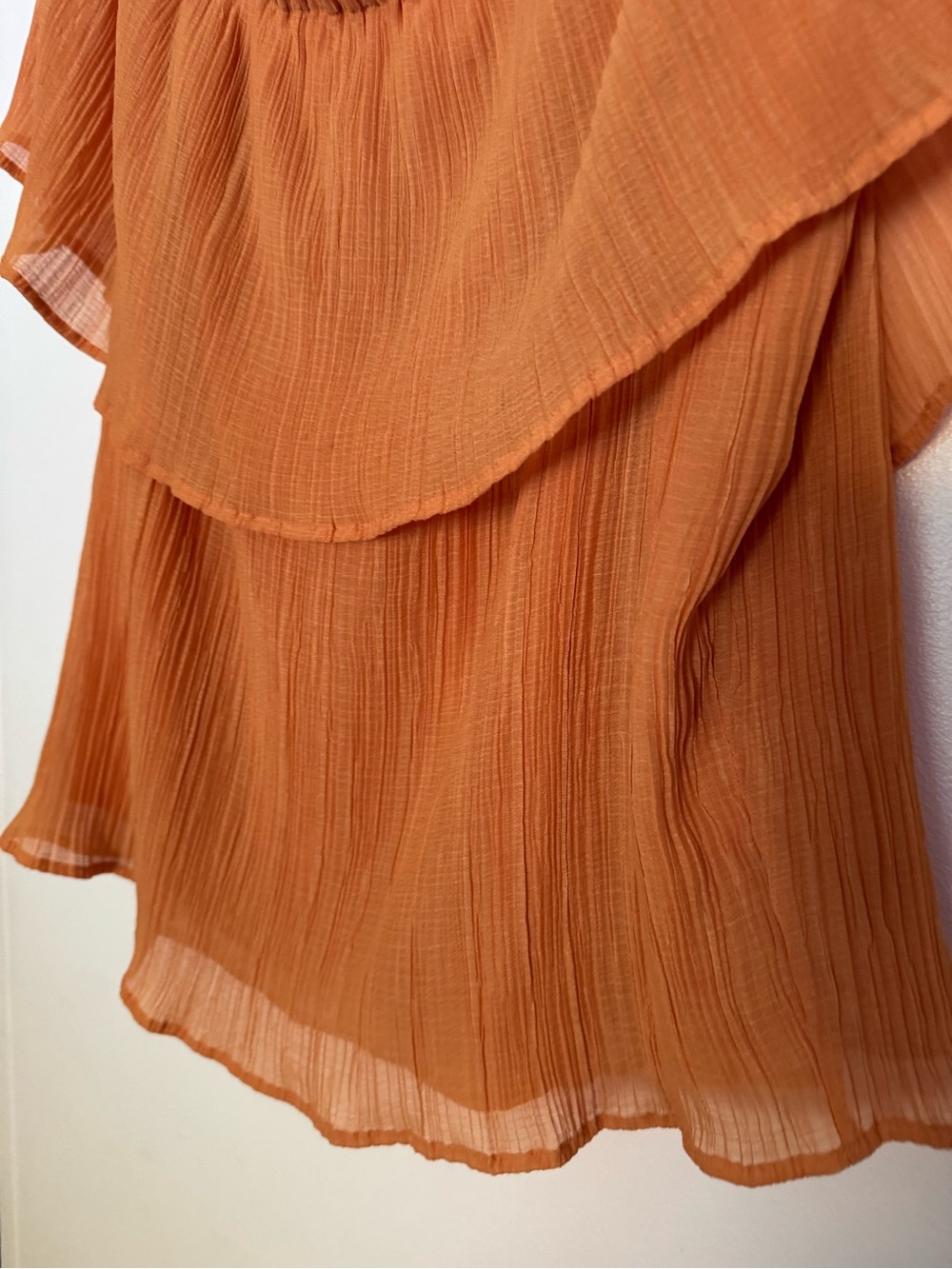 Express Orange Off-Shoulder Layered Ruffle Blouse - Picture 2 of 4